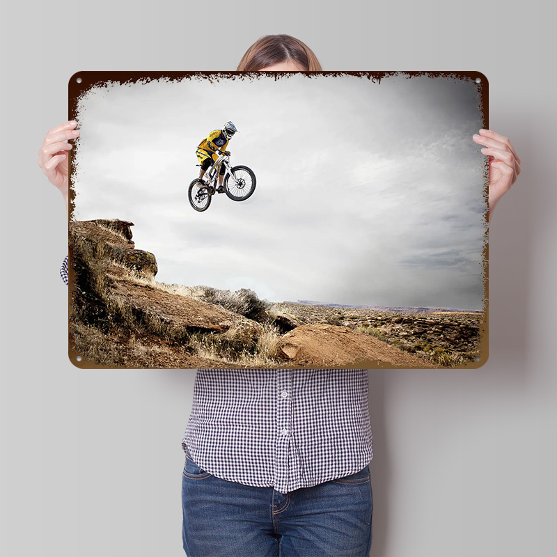 Mountain Biking Europe - Poster Timah 3D Sepeda Gunung, Seni
